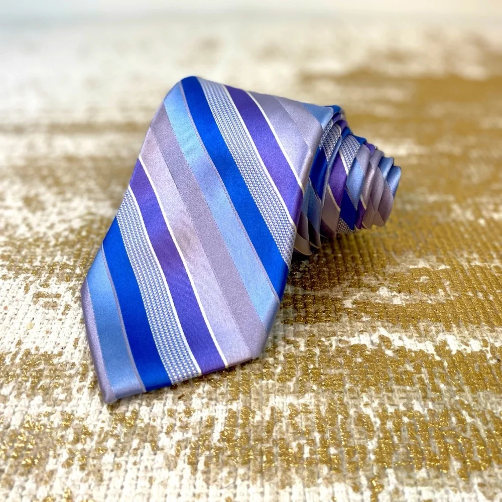 MICHAEL KORS Men’s Blue & Purple Striped Silk Necktie | Office Business Work